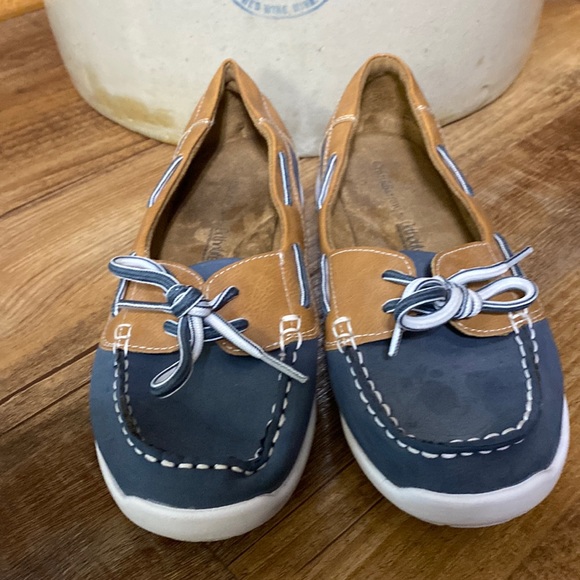 croft & barrow Shoes - Croft & barrow ortholite blue & brown boat shoes size 8.5